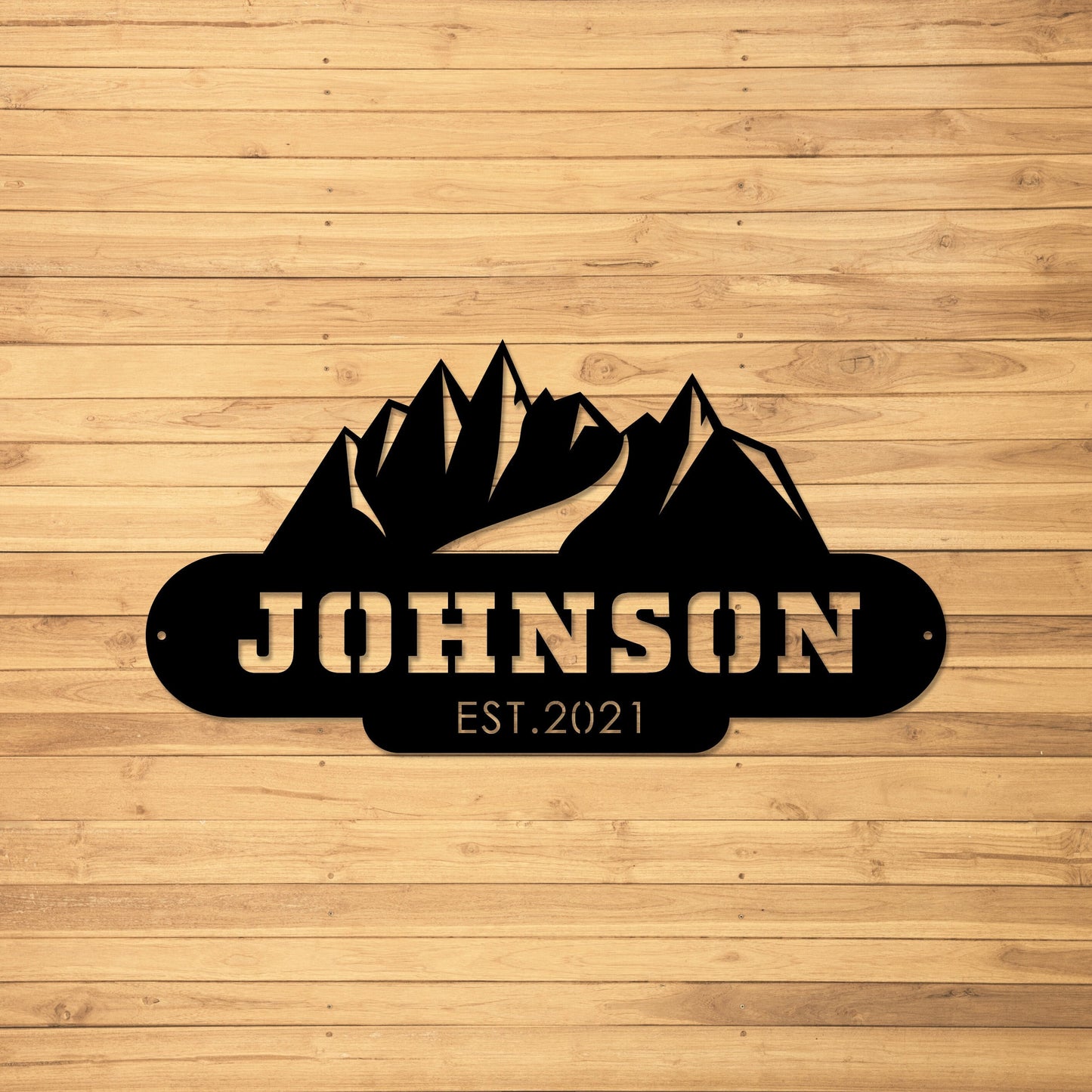 Metal Sign with Mountains, Metal Letter Sign, Cabin, Family Name Sign, Family Sign, Mountains, Last Name Sign