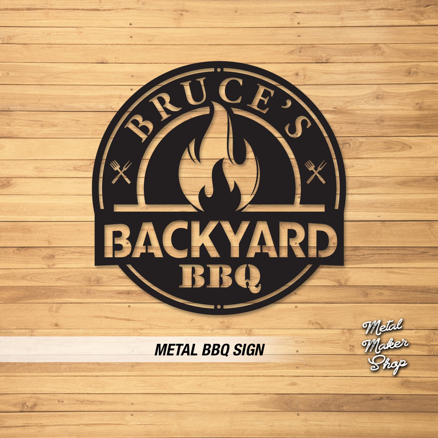 Personalized Metal BBQ Sign: Custom Family Name, Circle Steel Sign