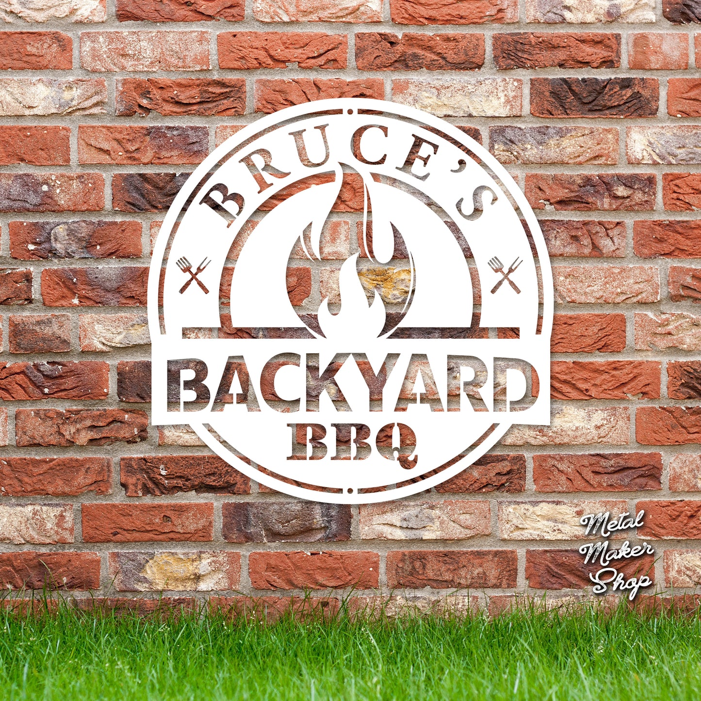 Personalized Metal BBQ Sign: Custom Family Name, Circle Steel Sign