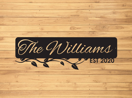 Floral Family Name Sign - Custom Metal Decor | S11