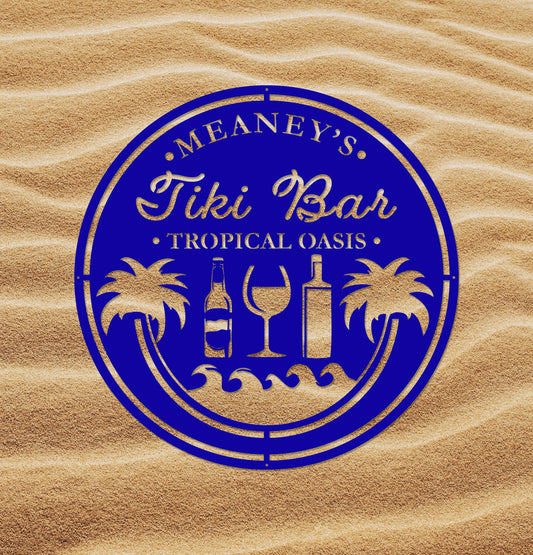 Tropical Bar Sign, Palm Tree Decor, Metal Sign, Free Shipping, Custom Metal Sign