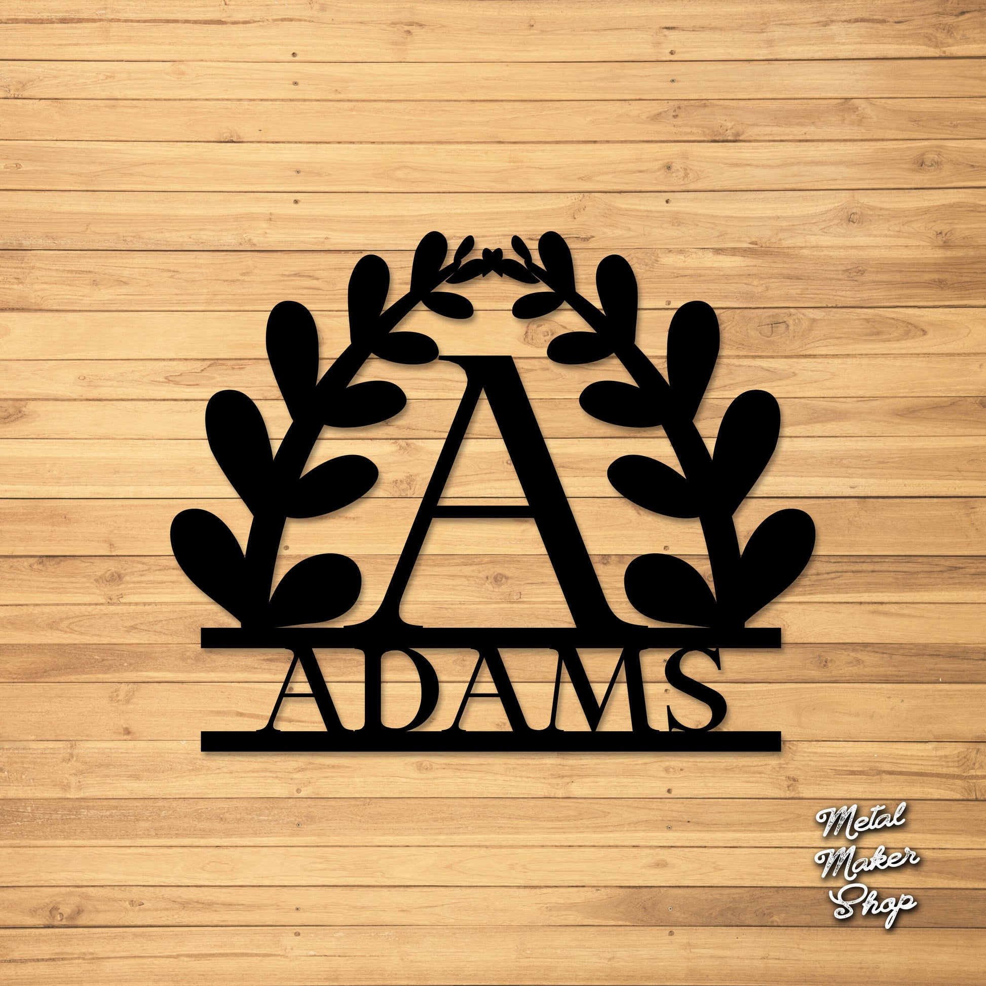 Leaf Border Family Sign. Farmhouse Letter Monogram, Framed Family Initial, Door Letter | S135