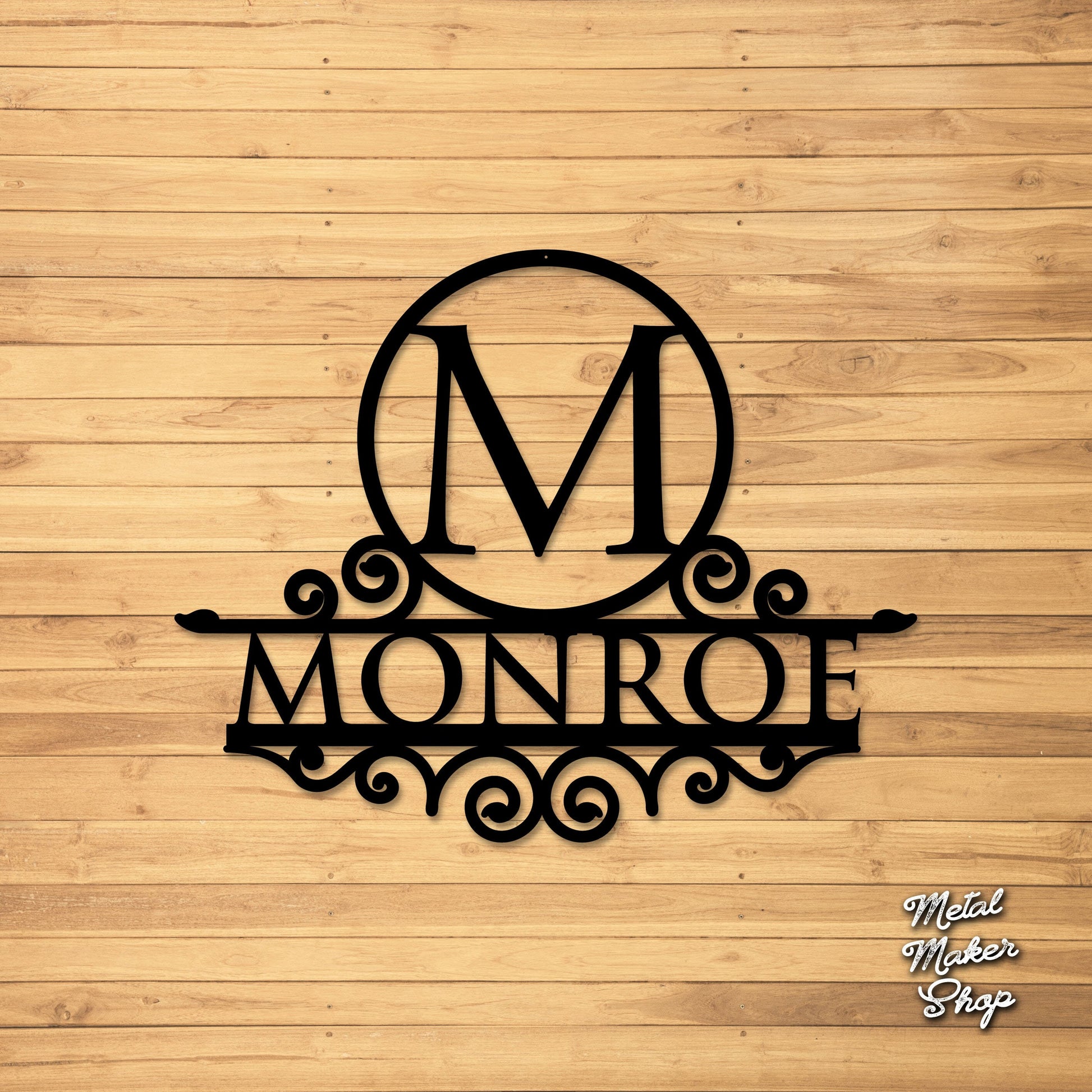 Classy Family Sign, Round Letter Monogram, Free Shipping, Custom Metal Sign | S137