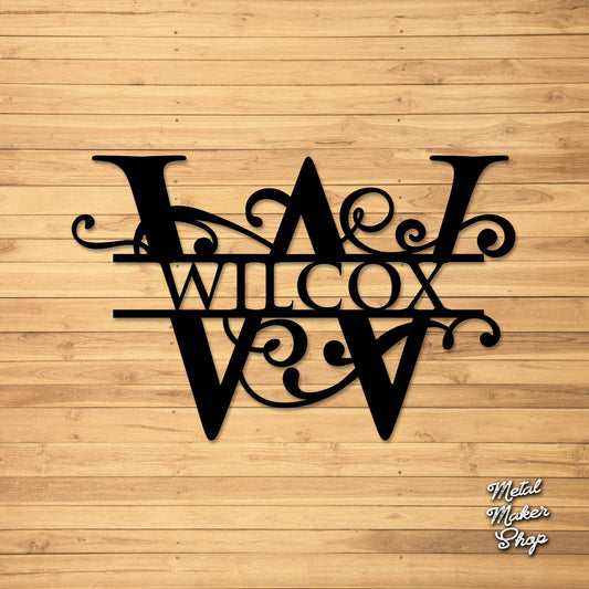 Metal Sign, Custom Metal Sign with Decorative Flourishes, Monogram Metal Sign | S13