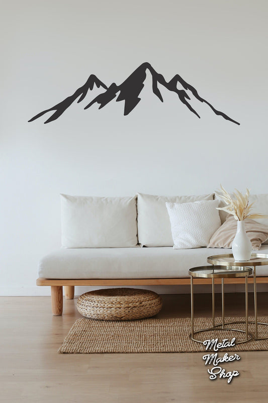 Mountain Silhouette, Cabin artwork, Ski Decor, Mountain Range Decor, Metal Sign, Personalized Metal Sign | S140
