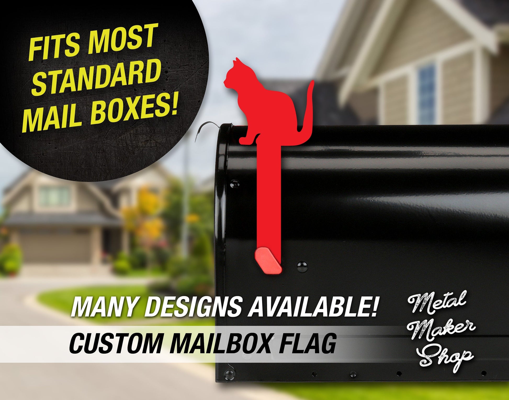 Cat Mailbox Flag, Decorative Mailbox Flag, Decorative mailbox Décor, Metal Cat Mailbox Decoration | S182CAT