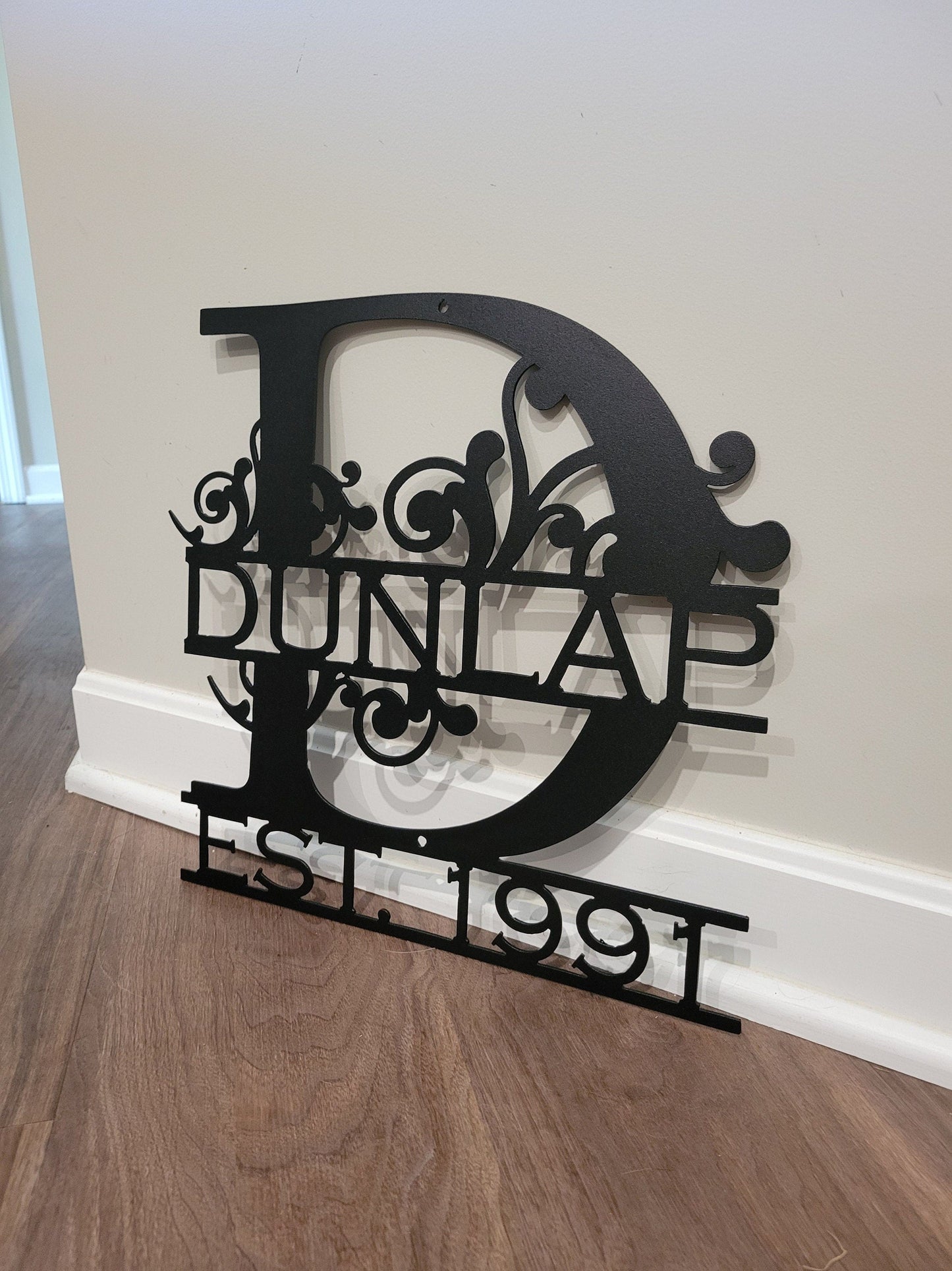 Monogram Letters, Metal Sign with Decorative Vines, Metal Name Sign, Flourishes, Wedding Gift for House | S62