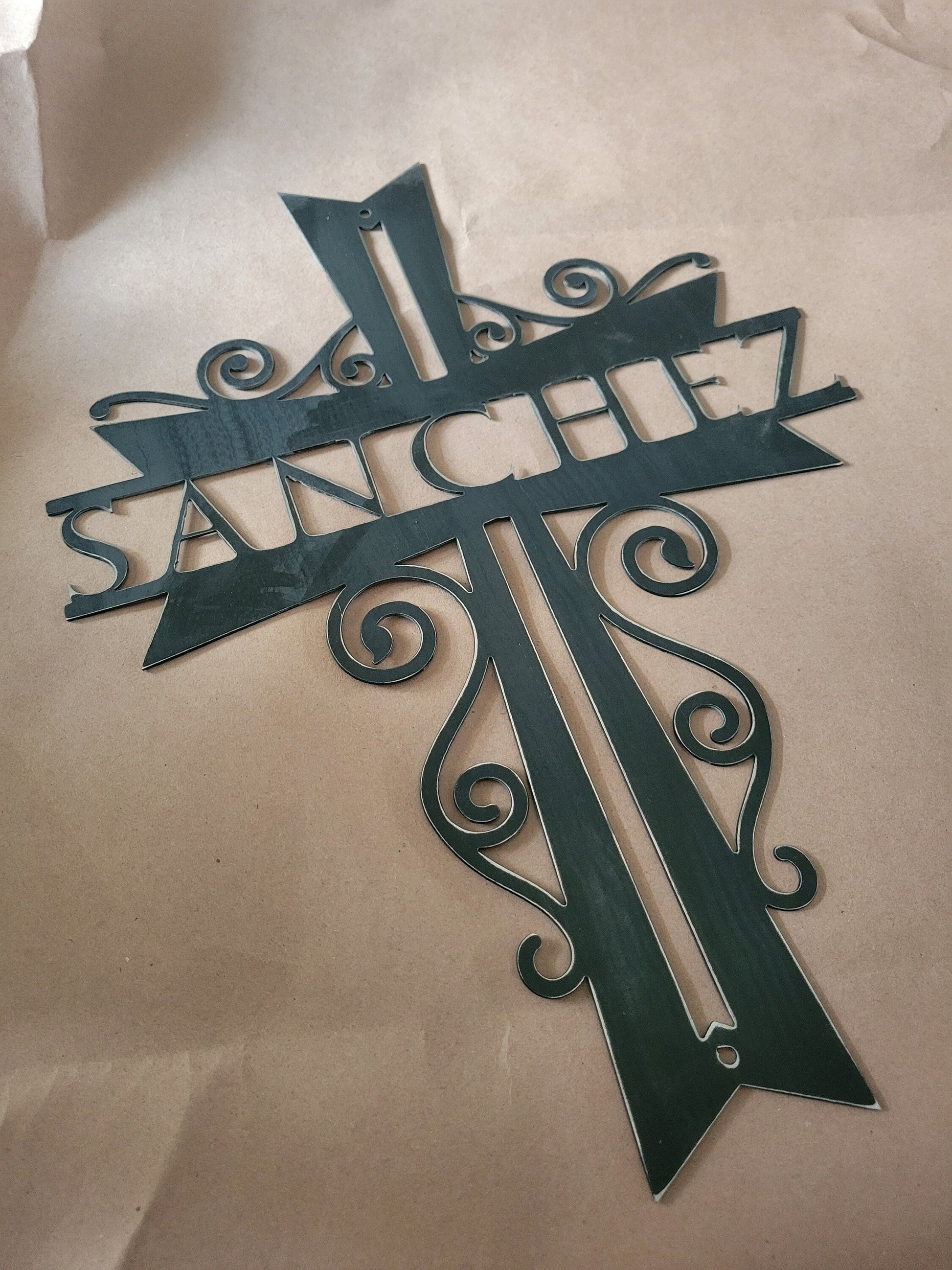 Cross Customized Personalized Metal Name Cross, Customized Spiritual Wall Art, Unique G ...