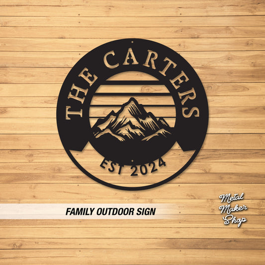 Metal Family Sign, Camping Sign, Round Sign, Custom Metal Sign | S213
